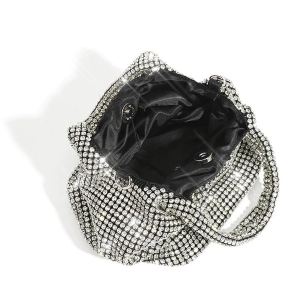 NWT Sparkling Bling SwarovskI Crystal Rhinestone Bucket Bag Shoulder Pur… - Picture 11 of 17